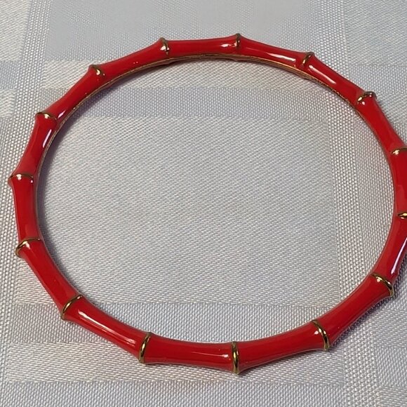 BRACELET BANGLE RED METAL BAMBOO STYLE WOMAN FASHION WEAR WOMEN CASUAL JEWELRY - Picture 2 of 15